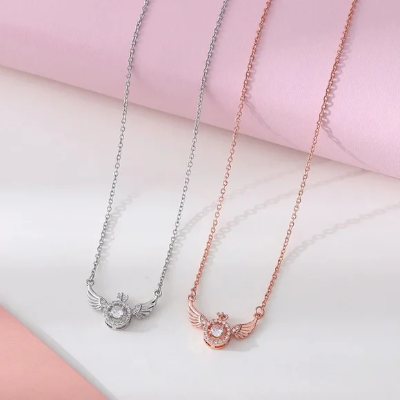 💯 New rose gold diamond ring with wings necklace - Picture 2 of 5